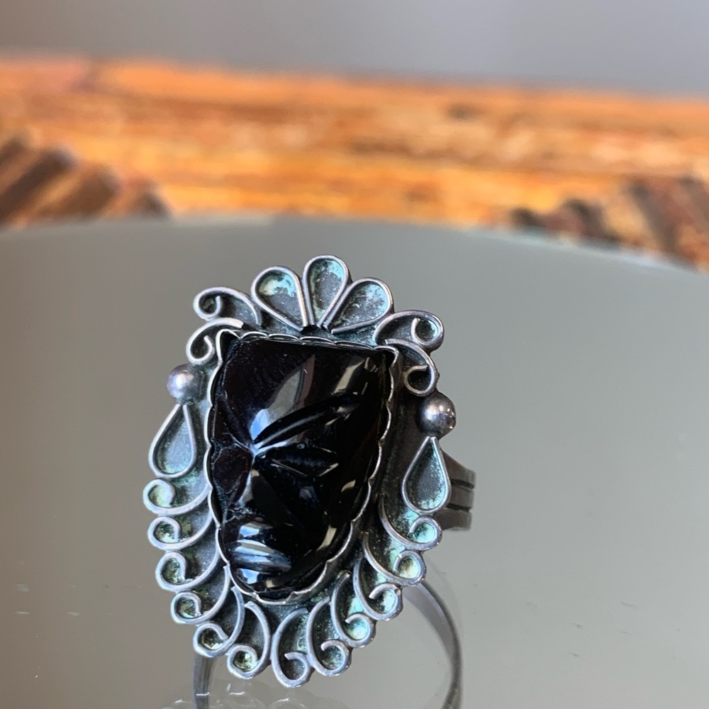 Unique black onyx ring